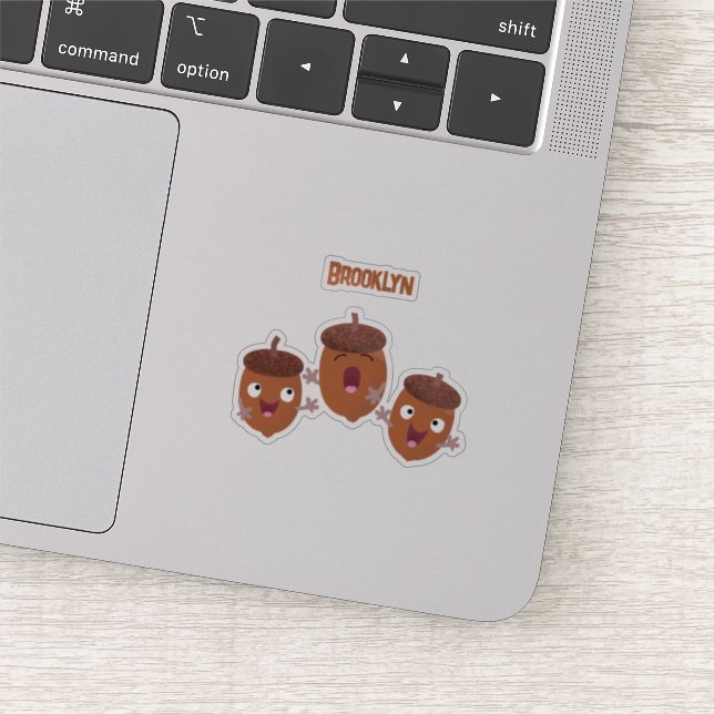 Cute happy acorns singing cartoon for kids (Detail)