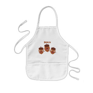 Cute happy acorns singing cartoon for kids apron