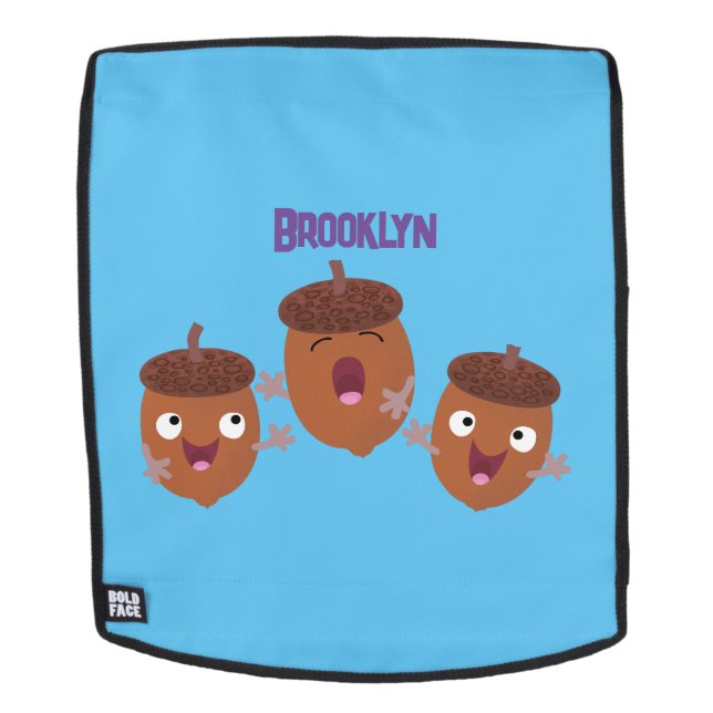 Cute happy acorns singing cartoon for kids backpack (Removable Face)