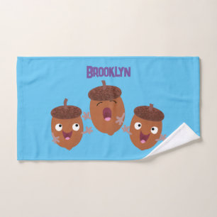Cute happy acorns singing cartoon for kids bath towel set