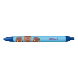 Cute happy acorns singing cartoon for kids black ink pen