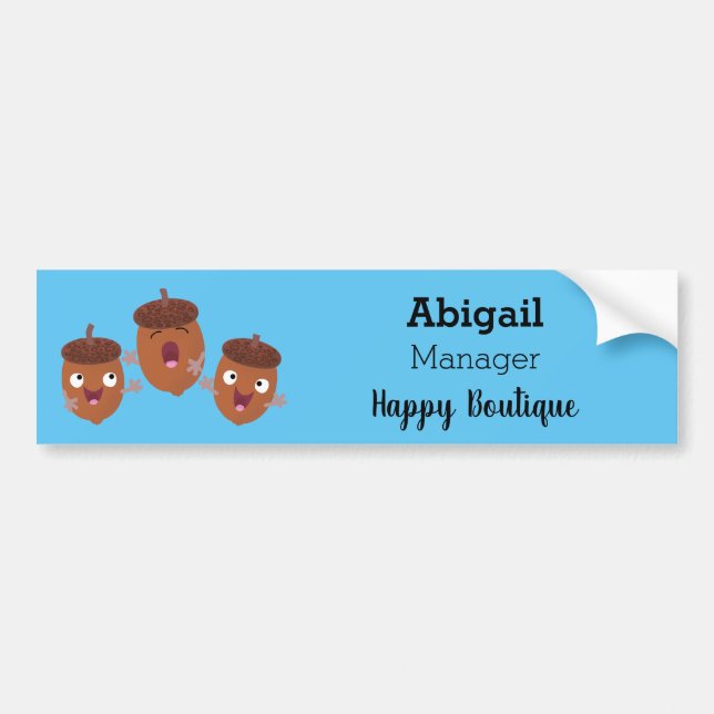 Cute happy acorns singing cartoon for kids  bumper sticker (Front)