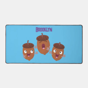 Cute happy acorns singing cartoon for kids desk mat