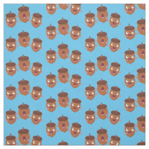 Cute happy acorns singing cartoon for kids fabric