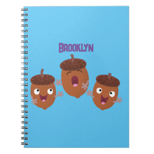 Cute happy acorns singing cartoon for kids notebook