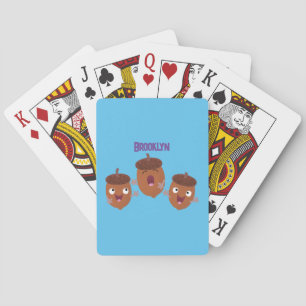Cute happy acorns singing cartoon for kids playing cards