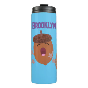 Cute happy acorns singing cartoon for kids thermal tumbler