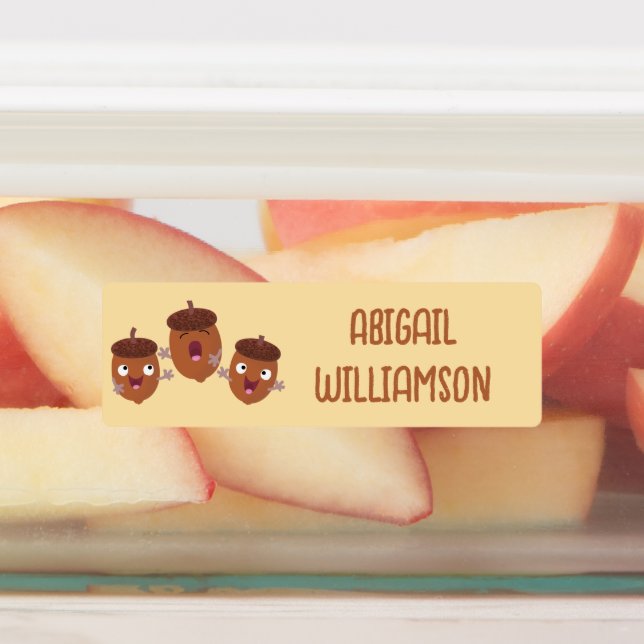 Cute happy acorns singing cartoon personalised (Affixed)