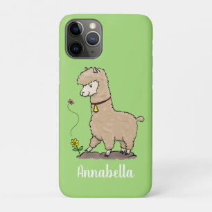 Cute happy alpaca with butterfly cartoon iPhone 11 pro case