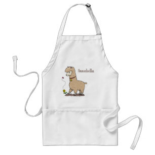 Cute happy alpaca with butterfly cartoon standard apron