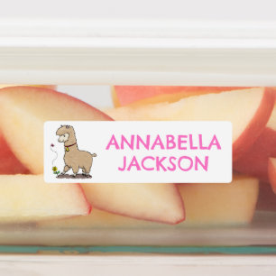 Cute happy alpaca with butterfly personalised