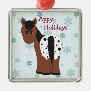 Cute Happy Appy Holidays Blanket Appaloosa Horse Metal Tree Decoration