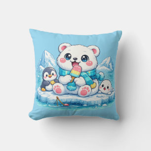 Cute Happy Artic Polar Bear Kawaii Cushion Pillow