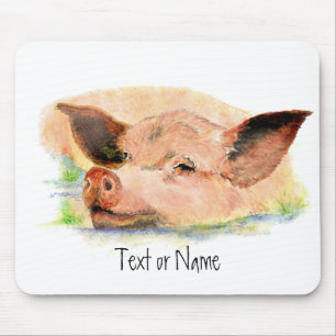 Cute Happy as a Pig in Mud, Farm Animal, Humour Mouse Mat