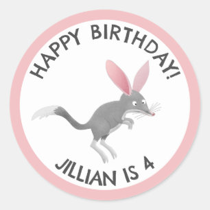 Cute happy Australian bilby birthday personalised Classic Round Sticker