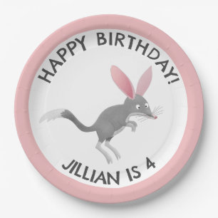 Cute happy Australian bilby birthday personalised Paper Plate