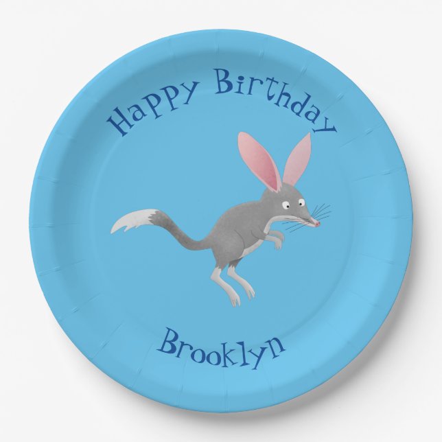 Cute happy Australian bilby birthday personalised Paper Plate (Front)