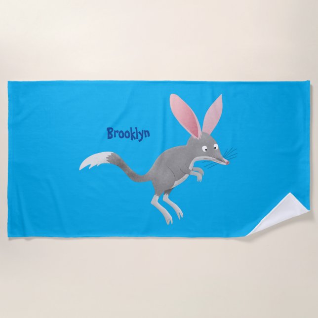 Cute happy Australian bilby cartoon Beach Towel (Front)