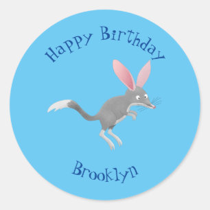 Cute happy Australian bilby cartoon Classic Round Sticker