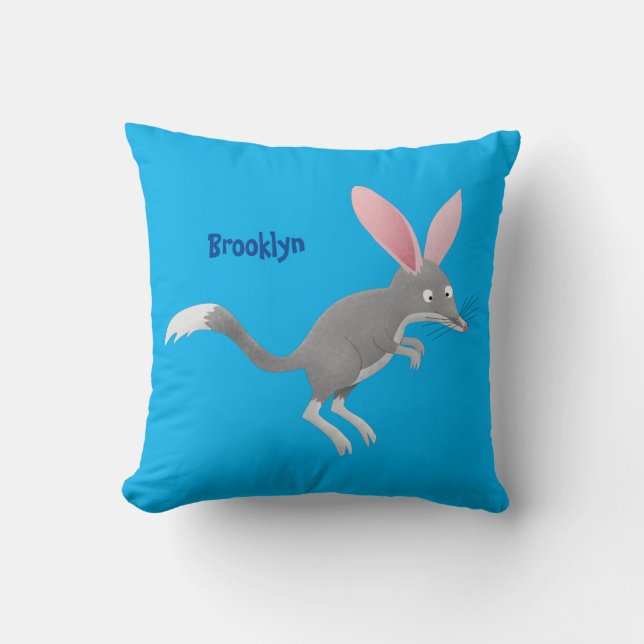 Cute happy Australian bilby cartoon Cushion (Front)