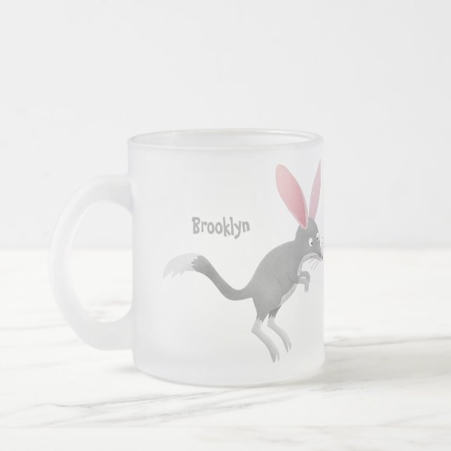 Cute happy Australian bilby cartoon Frosted Glass Coffee Mug (Left)