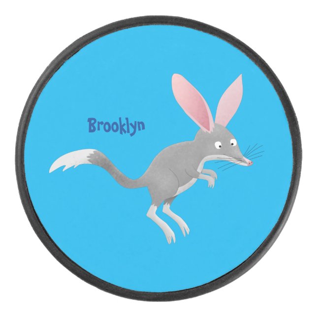 Cute happy Australian bilby cartoon Hockey Puck (Front)