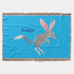 Cute happy Australian bilby cartoon Throw Blanket