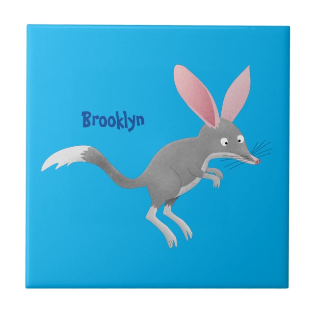 Cute happy Australian bilby cartoon Tile (Front)
