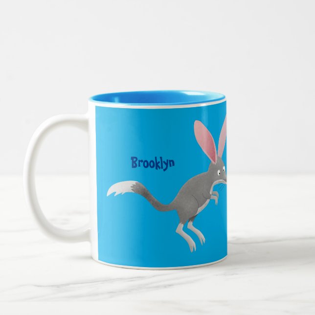 Cute happy Australian bilby cartoon Two-Tone Coffee Mug (Left)