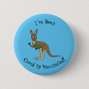 Cute happy Australian kangaroo illustration  6 Cm Round Badge