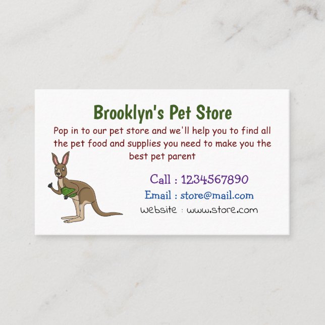 Cute happy Australian kangaroo illustration  Business Card (Front)