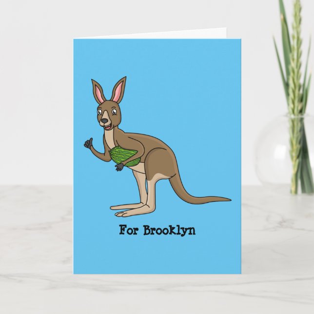 Cute happy Australian kangaroo illustration Card (Front)