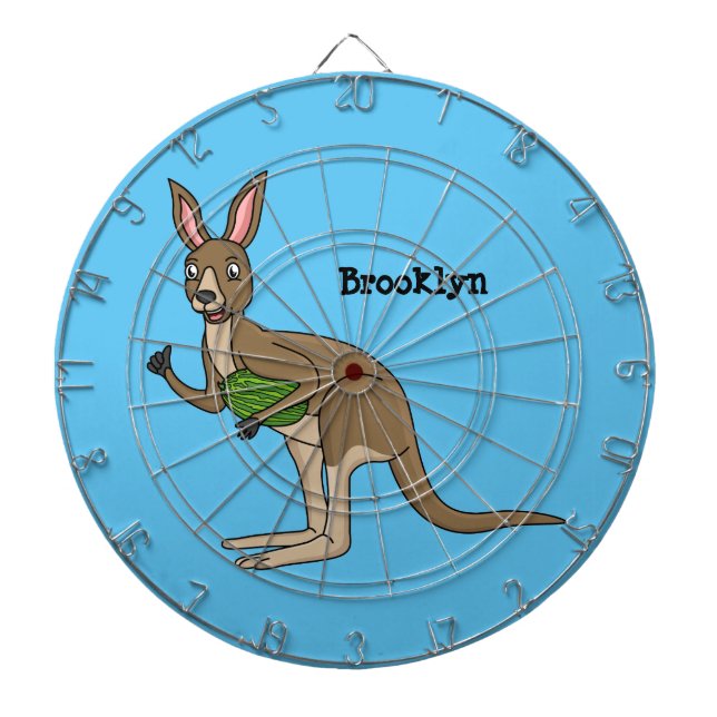 Cute happy Australian kangaroo illustration  Dartboard (Front)