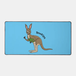 Cute happy Australian kangaroo illustration Desk Mat