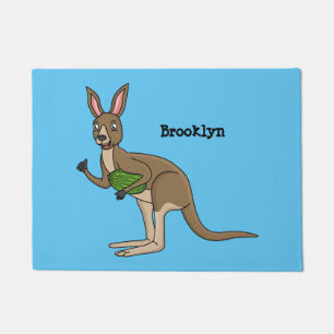 Cute happy Australian kangaroo illustration  Doormat