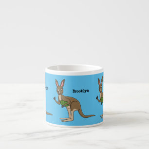 Cute happy Australian kangaroo illustration Espresso Cup