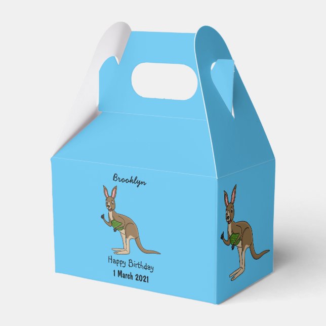 Cute happy Australian kangaroo illustration  Favour Box (Front Side)
