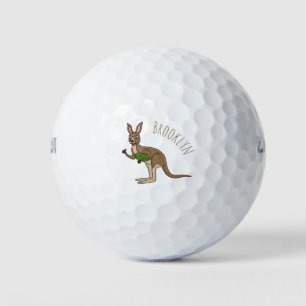 Cute happy Australian kangaroo illustration Golf Balls