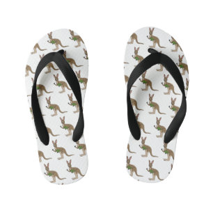 Cute happy Australian kangaroo illustration Kid's Flip Flops