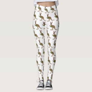 Cute happy Australian kangaroo illustration Leggings