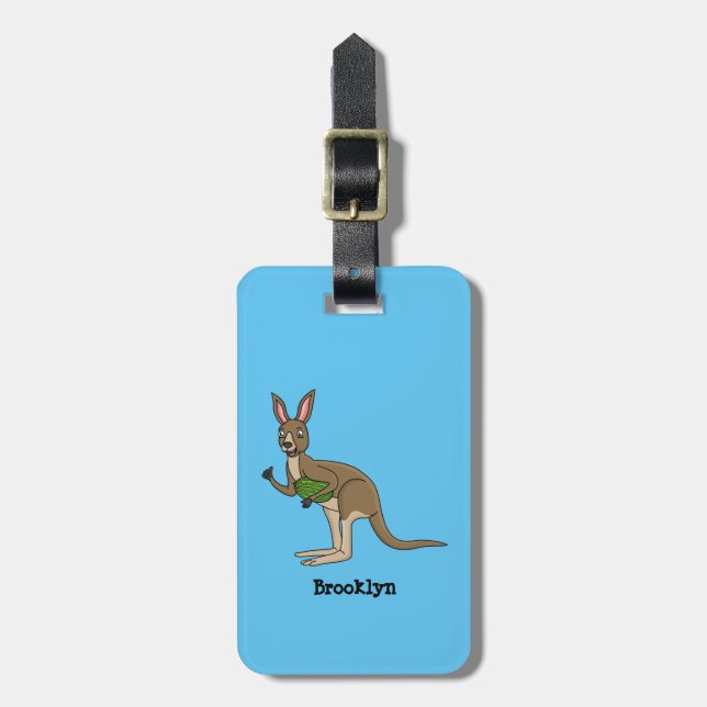 Cute happy Australian kangaroo illustration  Luggage Tag (Front Vertical)