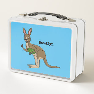 Cute happy Australian kangaroo illustration Metal Lunch Box