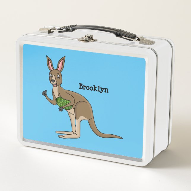 Cute happy Australian kangaroo illustration Metal Lunch Box (Front)