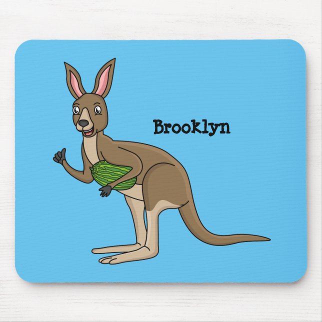 Cute happy Australian kangaroo illustration Mouse Mat (Front)