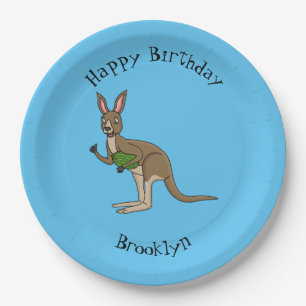 Cute happy Australian kangaroo illustration  Paper Plate
