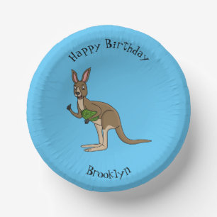 Cute happy Australian kangaroo illustration  Paper Plate