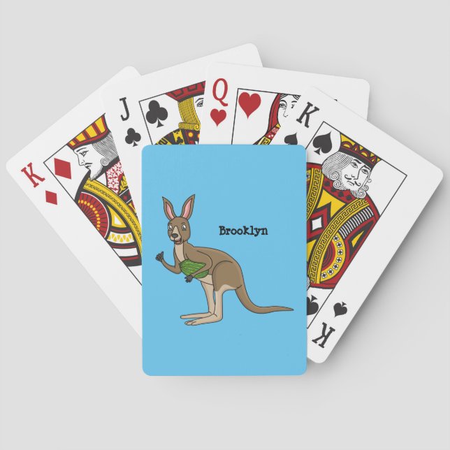 Cute happy Australian kangaroo illustration Playing Cards (Back)