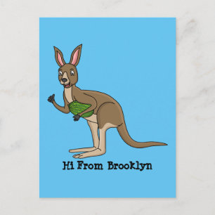 Cute happy Australian kangaroo illustration  Postcard