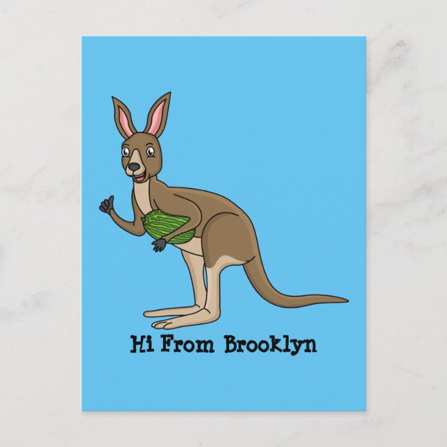 Cute happy Australian kangaroo illustration  Postcard (Front)