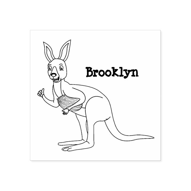 Cute happy Australian kangaroo illustration  Rubber Stamp (Imprint)